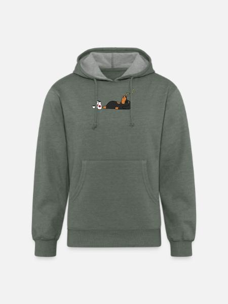 Dachshund Sake Drunk - Unisex Organic Hoodie - heather military green