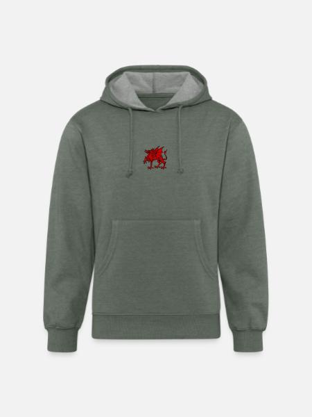 Wales dragon - Unisex Organic Hoodie - heather military green