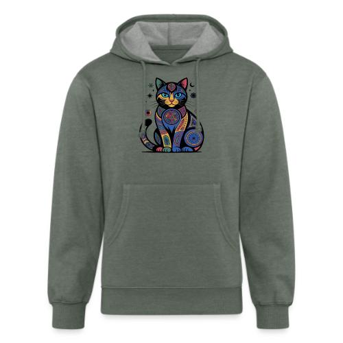 Vibrant Geometric Cat Mandala - Unisex Organic Hoodie
