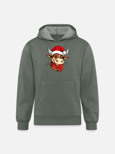 Christmas bulls - Unisex Organic Hoodie - heather military green