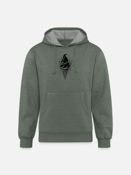Ice Cream Cone Graphic - Unisex Organic Hoodie - heather military green