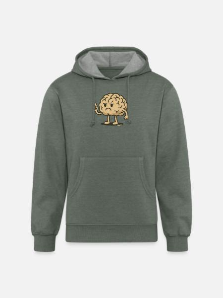 Angry Brain Pointing Finger - Unisex Organic Hoodie - heather military green