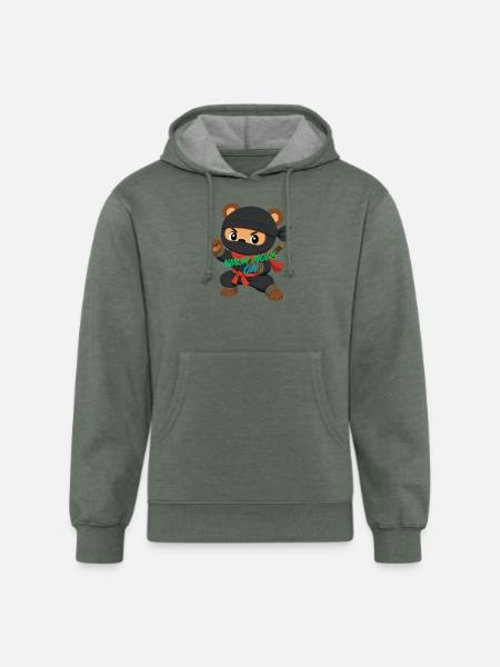 Ninja Panda Bear Mode On - Unisex Organic Hoodie - heather military green