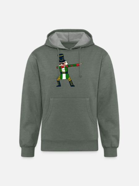 Christmas Soldier Dabbing Nutcracker - Unisex Organic Hoodie - heather military green