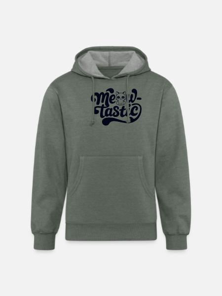 Cat Meow-Tastic Fantastic - Unisex Organic Hoodie - heather military green