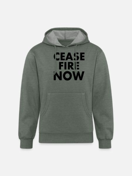 Ceasefire now - Unisex Organic Hoodie - heather military green