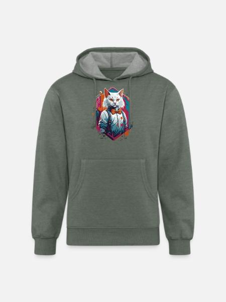 astronaut cat - Unisex Organic Hoodie - heather military green