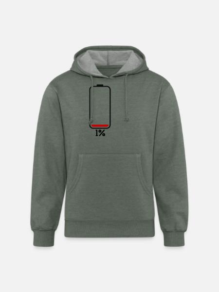 1 Low Battery 1 - Unisex Organic Hoodie - heather military green