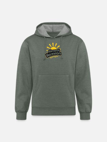 West Virginia Sunburst Emblem - Unisex Organic Hoodie - heather military green