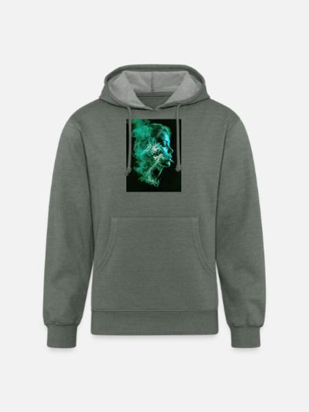 Smoking girl - Unisex Organic Hoodie - heather military green