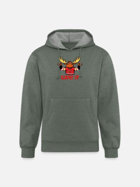 Elbows Up - Canada Hockey Moose - Unisex Organic Hoodie - heather military green