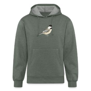 Sweet Black-Capped Chickadee - Unisex Organic Hoodie - heather military green - Front