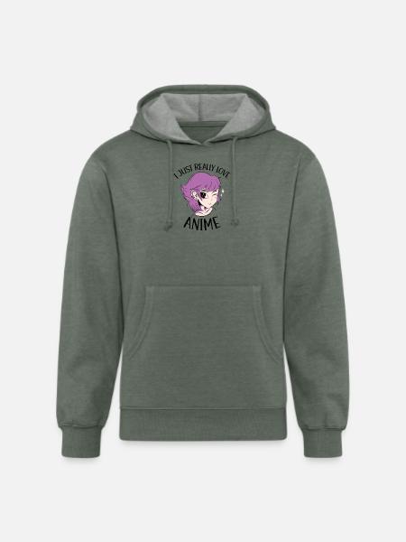 I Just Really Love Anime - Unisex Organic Hoodie - heather military green