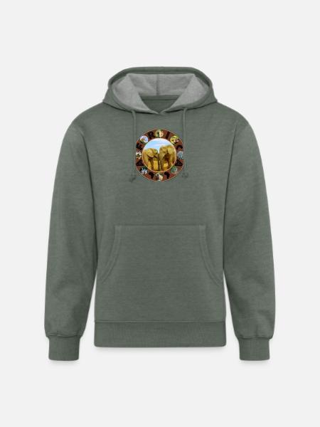 Blue Sky Elephants Africa Circle - Unisex Organic Hoodie - heather military green