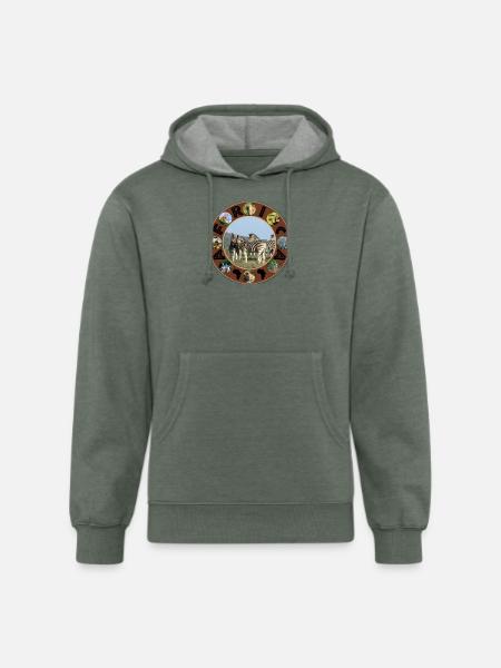 blue sky zebra africa circle - Unisex Organic Hoodie - heather military green