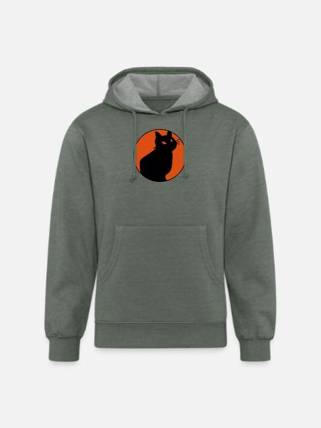 Black Cat 1 1 - Unisex Organic Hoodie - heather military green