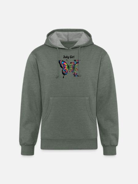 July Butterfly - Unisex Organic Hoodie - heather military green