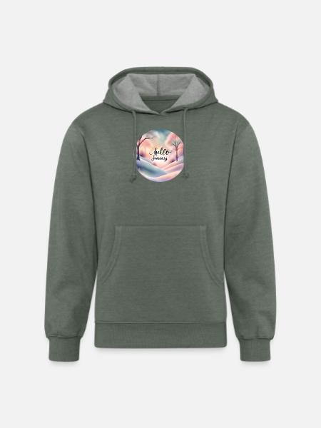 Hello January - Unisex Organic Hoodie - heather military green