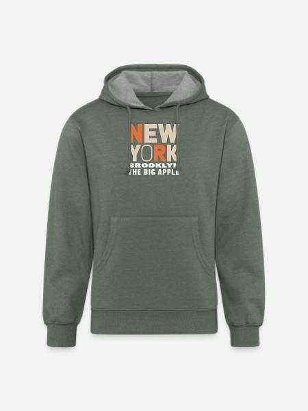 New York Brooklyn - The Big Apple Classic Design - Unisex Organic Hoodie - heather military green