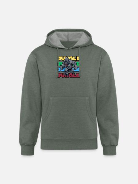 JUNGLE GORILLA - Unisex Organic Hoodie - heather military green