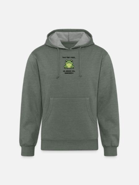 Frog Judges You, Immensely. - Unisex Organic Hoodie - heather military green