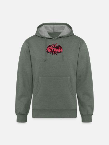 Mothman Crimson Flight - Unisex Organic Hoodie - heather military green