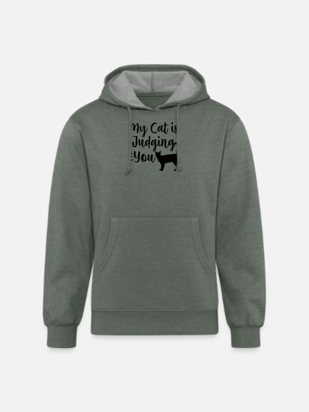 Funny Cat - Unisex Organic Hoodie - heather military green