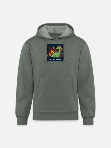 Dino Doing Its Best - Unisex Organic Hoodie - heather military green