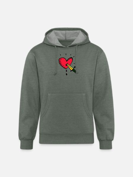 Heart And Dagger - Unisex Organic Hoodie - heather military green