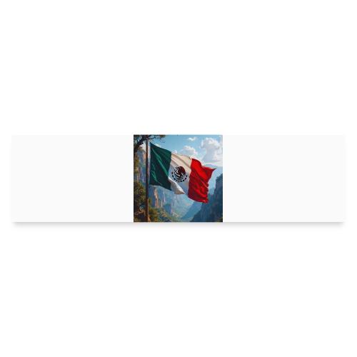 Mexican Flag in Mountain Nature Landscape - Bumper Sticker