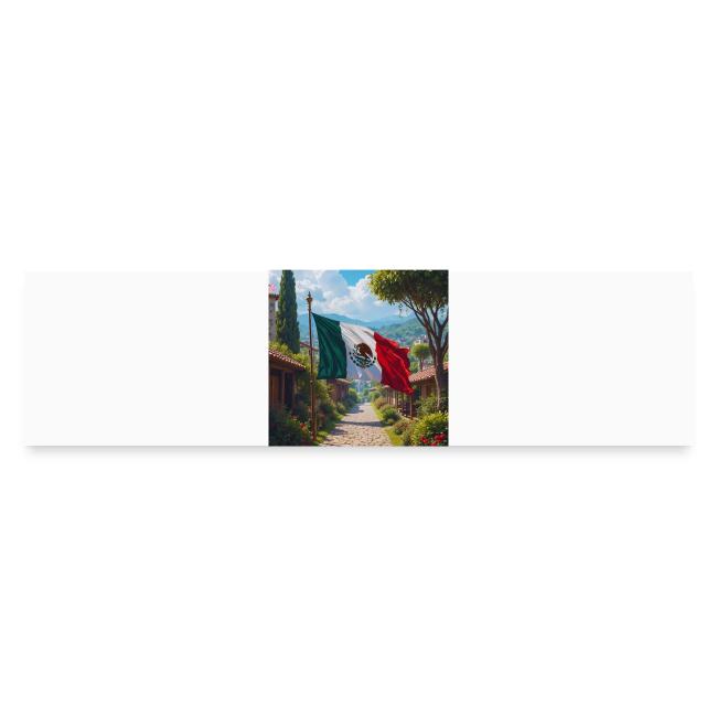 Mexican flag surrounded by nature and magic town