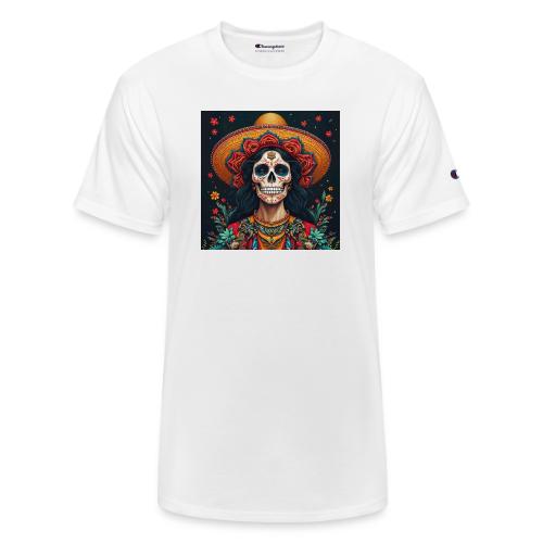 Charra Skull Art | Traditional Mexican Design - Champion Unisex T-Shirt