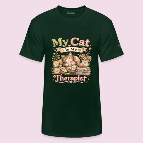 Flux Faux Embroidery My Cat Is My Therapist Design - Champion Unisex T-Shirt