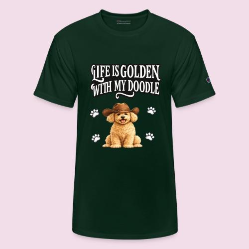 Life Is Golden With My Doodle Cowboy Goldendoodle - Champion Unisex T-Shirt