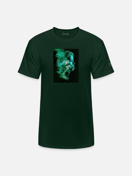 Smoking girl - Champion Unisex T-Shirt - Dark Green
