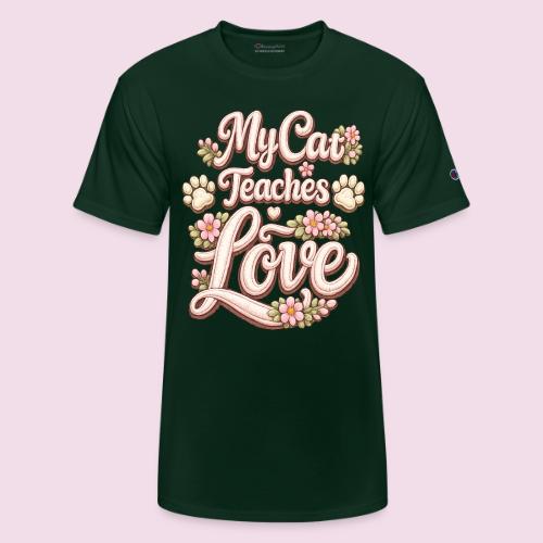 My Cat Teaches Love Faux Embroidery Style - Champion Unisex T-Shirt