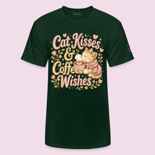 Cat Kisses & Coffee Wishes Faux Stitched - Champion Unisex T-Shirt