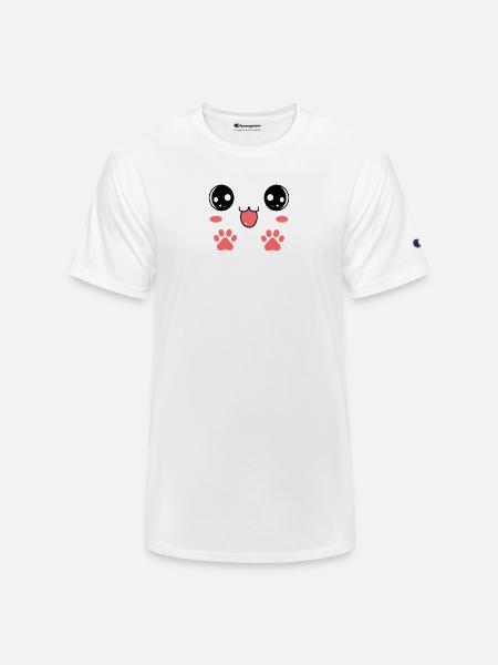 Sweet Smiling Cat Face Paw - Champion Unisex T-Shirt - white