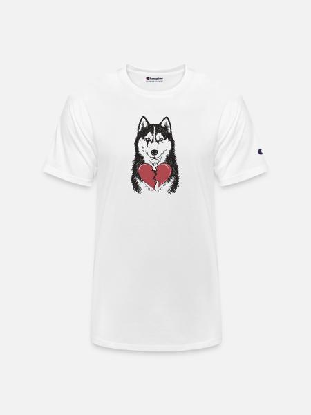 Husky Crying Broken Heart - Champion Unisex T-Shirt - white