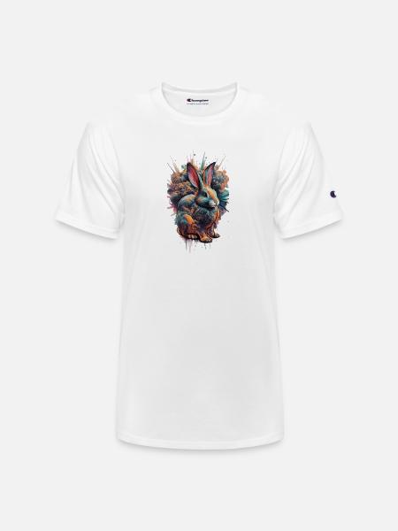 Neon Splash Rabbit - Champion Unisex T-Shirt - white