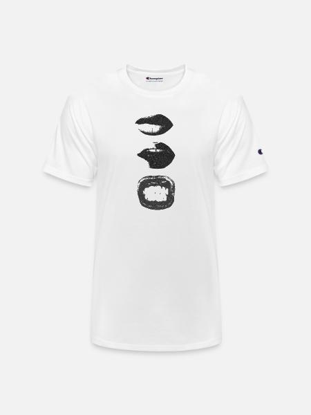 Mono Lip Print Kiss Pattern - Champion Unisex T-Shirt - white
