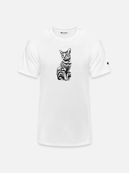 Cat Black and White - Champion Unisex T-Shirt - white