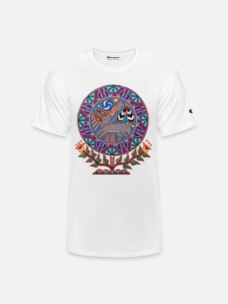 Native Huichol Peyote Deer - Champion Unisex T-Shirt - white