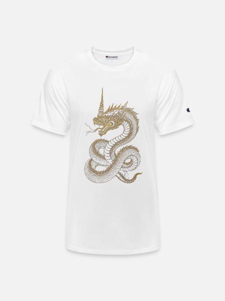 Golden Dragon Embroidery Art - Champion Unisex T-Shirt - white