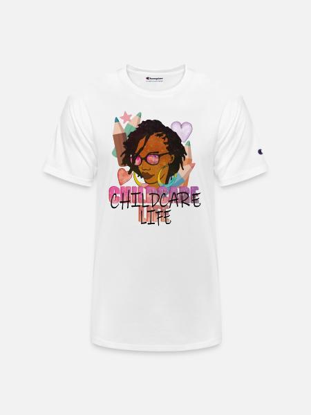 Afro Woman Childcare Life - Champion Unisex T-Shirt - white
