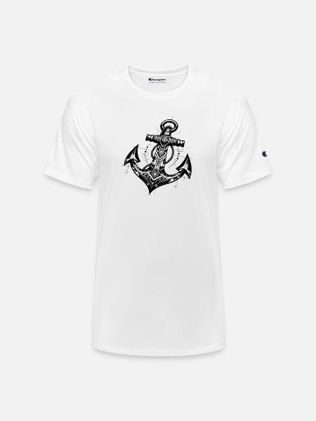 Eleganter Tattoo Style Anker - Champion Unisex T-Shirt - white