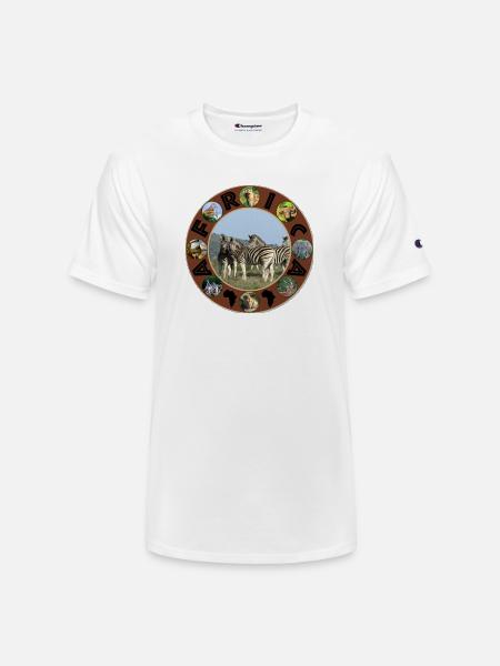 blue sky zebra africa circle - Champion Unisex T-Shirt - white