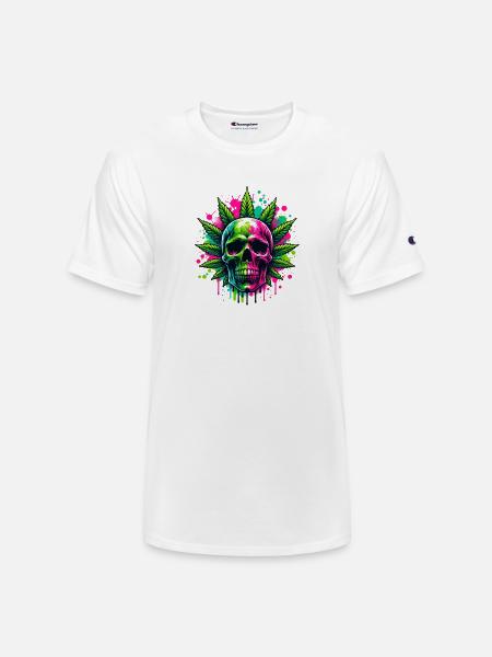 Cannabis Skull Hot Pink - Champion Unisex T-Shirt - white