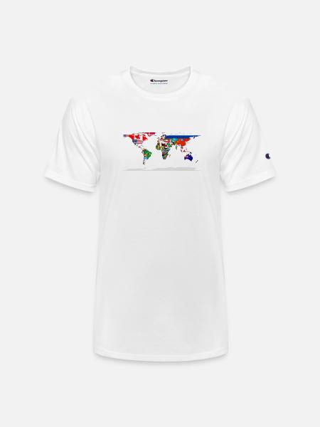 Flag Map Of The World - Champion Unisex T-Shirt - white