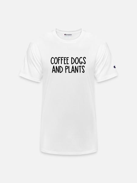 coffee dogs and plants - Champion Unisex T-Shirt - white